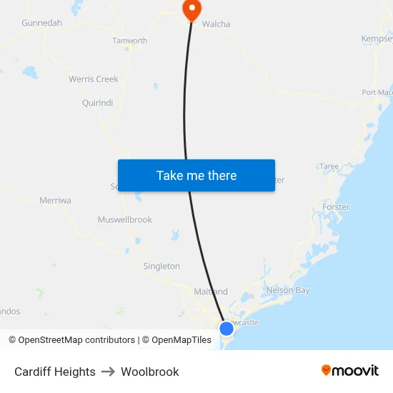 Cardiff Heights to Woolbrook map