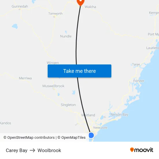 Carey Bay to Woolbrook map