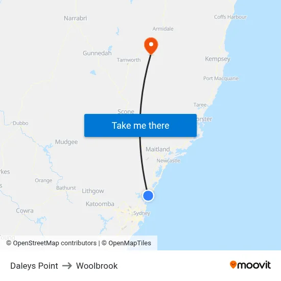 Daleys Point to Woolbrook map