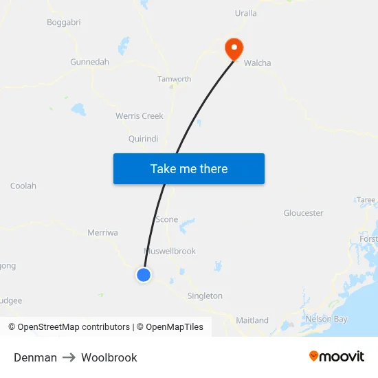 Denman to Woolbrook map