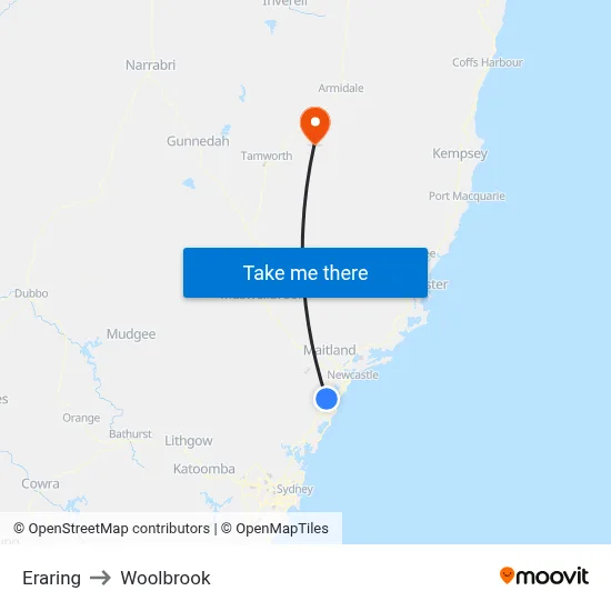 Eraring to Woolbrook map