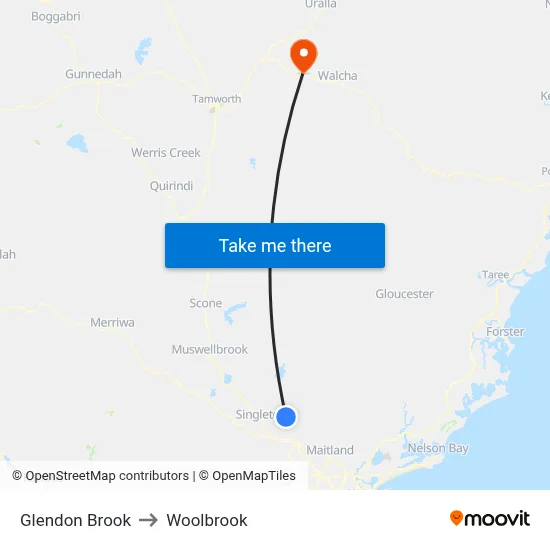 Glendon Brook to Woolbrook map