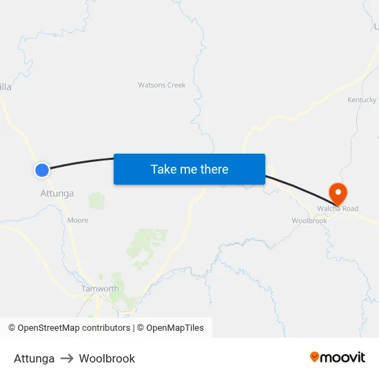 Attunga to Woolbrook map