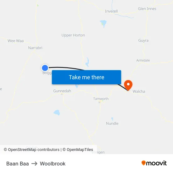 Baan Baa to Woolbrook map