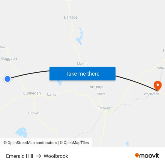 Emerald Hill to Woolbrook map