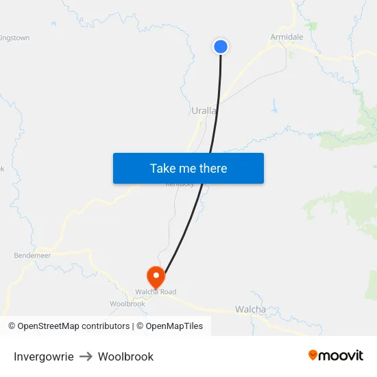 Invergowrie to Woolbrook map