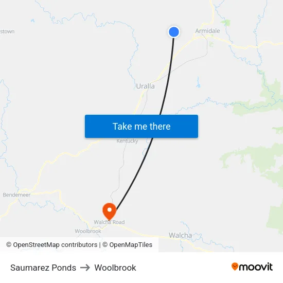 Saumarez Ponds to Woolbrook map