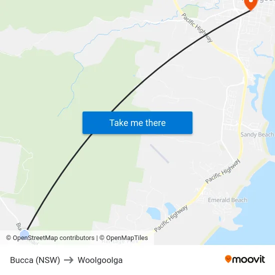 Bucca (NSW) to Woolgoolga map