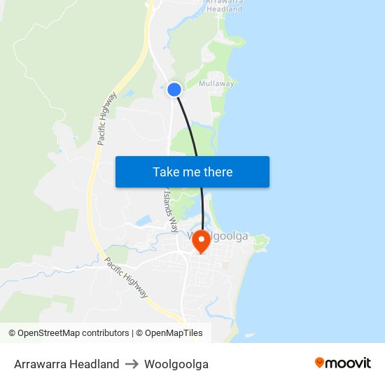 Arrawarra Headland to Woolgoolga map