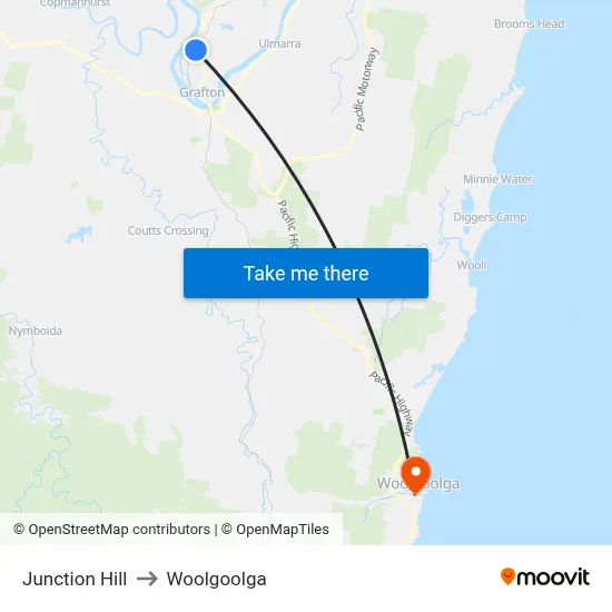 Junction Hill to Woolgoolga map