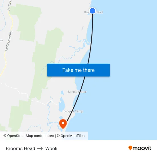 Brooms Head to Wooli map