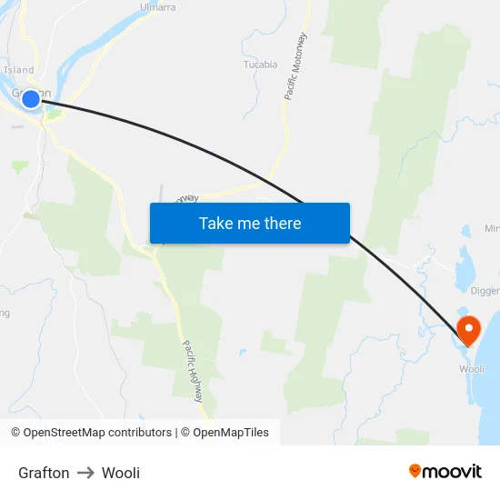 Grafton to Wooli map