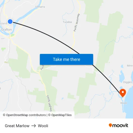 Great Marlow to Wooli map