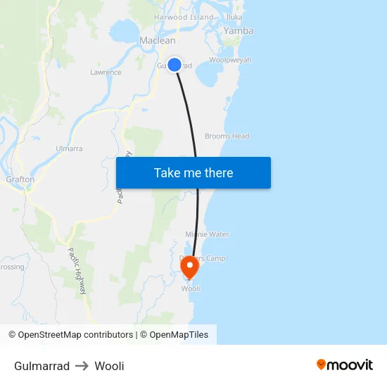 Gulmarrad to Wooli map