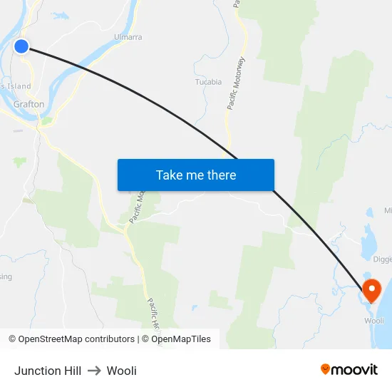 Junction Hill to Wooli map