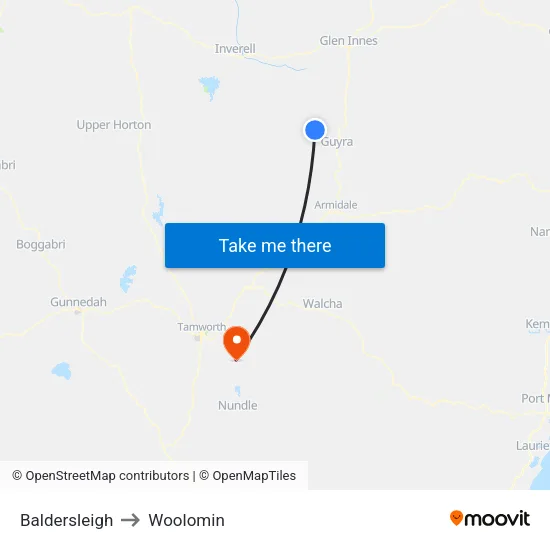 Baldersleigh to Woolomin map