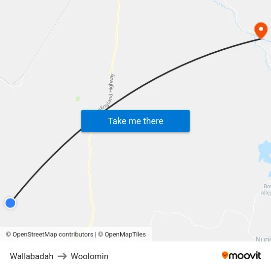Wallabadah to Woolomin map