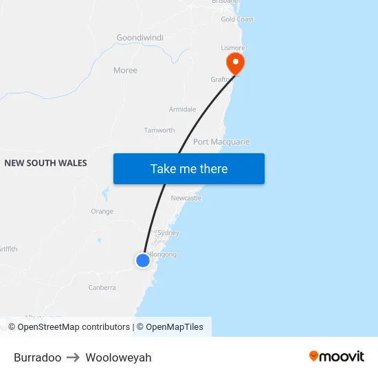 Burradoo to Wooloweyah map