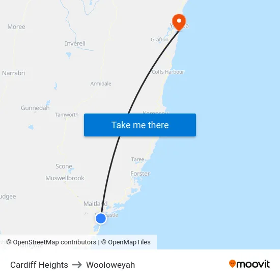 Cardiff Heights to Wooloweyah map