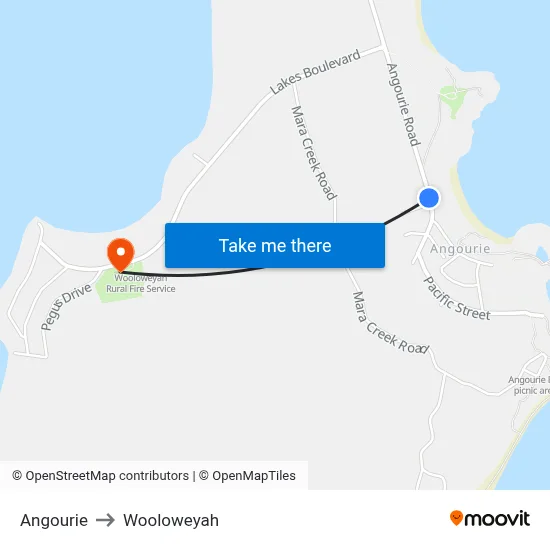 Angourie to Wooloweyah map