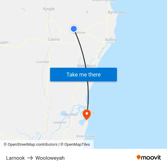 Larnook to Wooloweyah map