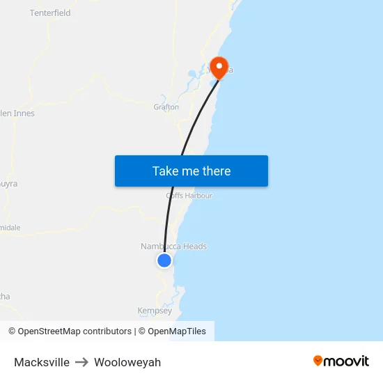 Macksville to Wooloweyah map