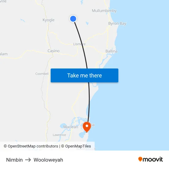 Nimbin to Wooloweyah map