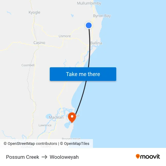 Possum Creek to Wooloweyah map