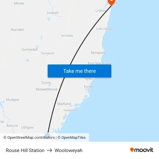 Rouse Hill Station to Wooloweyah map