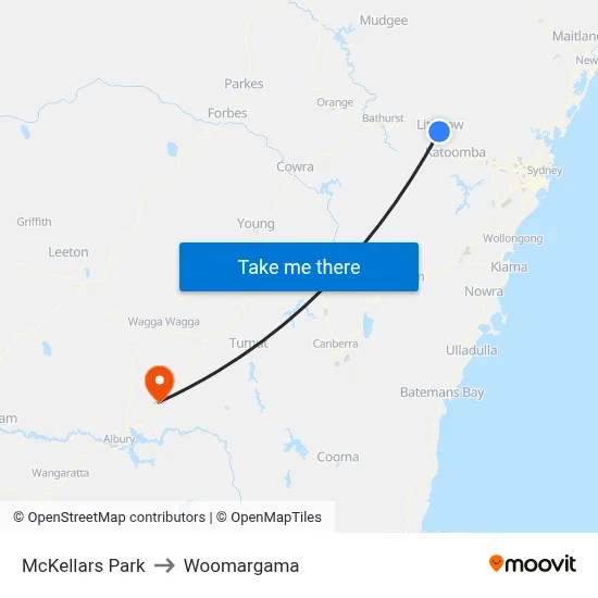 McKellars Park to Woomargama map
