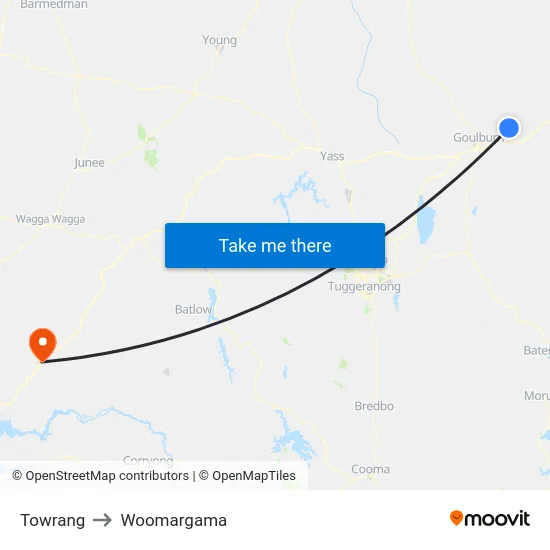 Towrang to Woomargama map