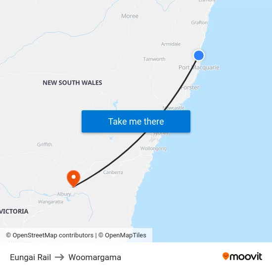 Eungai Rail to Woomargama map