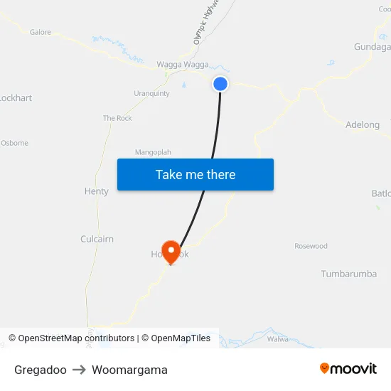 Gregadoo to Woomargama map