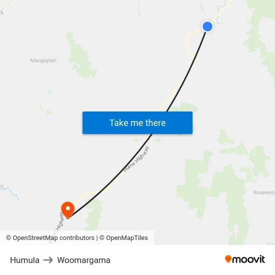 Humula to Woomargama map
