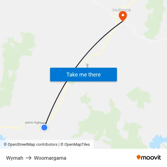 Wymah to Woomargama map