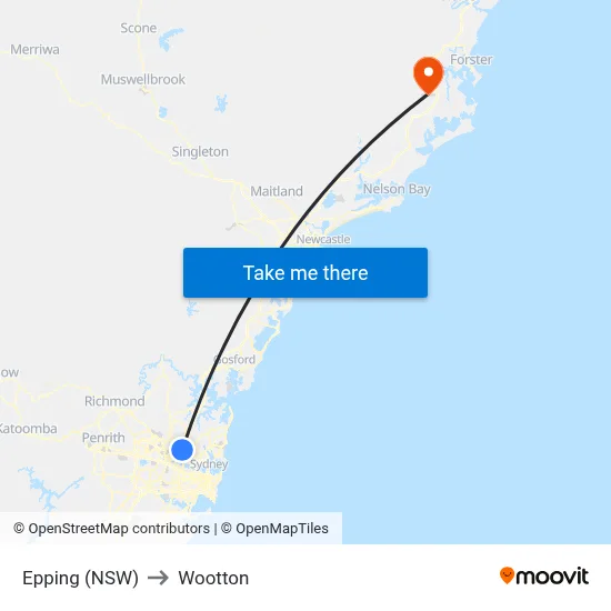 Epping (NSW) to Wootton map