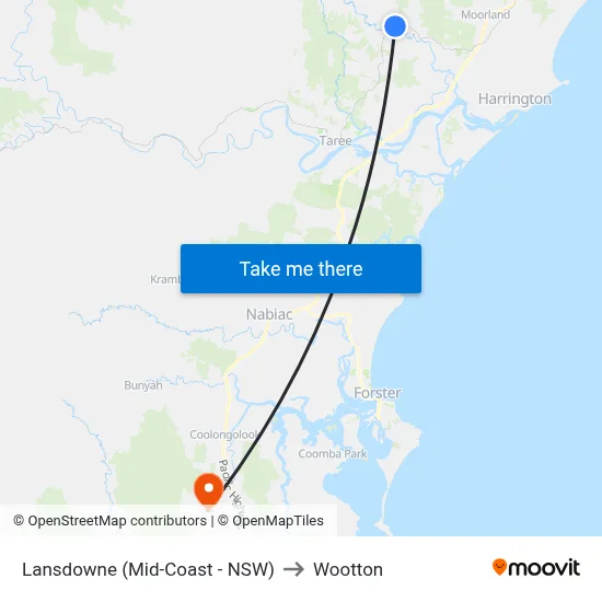 Lansdowne (Mid-Coast - NSW) to Wootton map