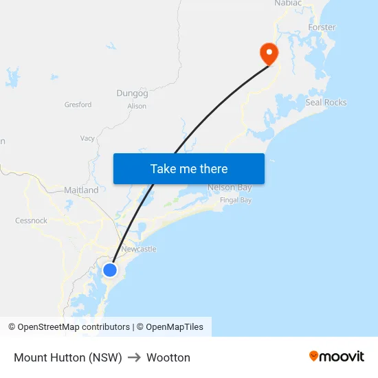 Mount Hutton (NSW) to Wootton map