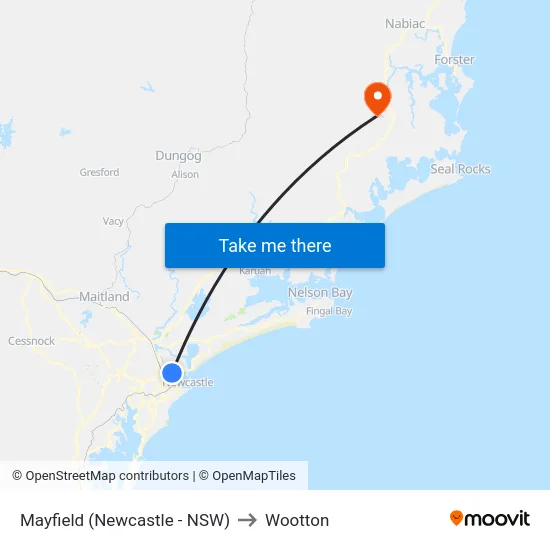 Mayfield (Newcastle - NSW) to Wootton map