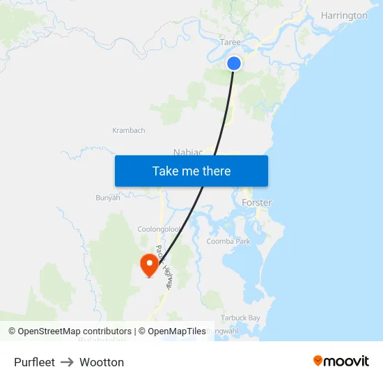 Purfleet to Wootton map