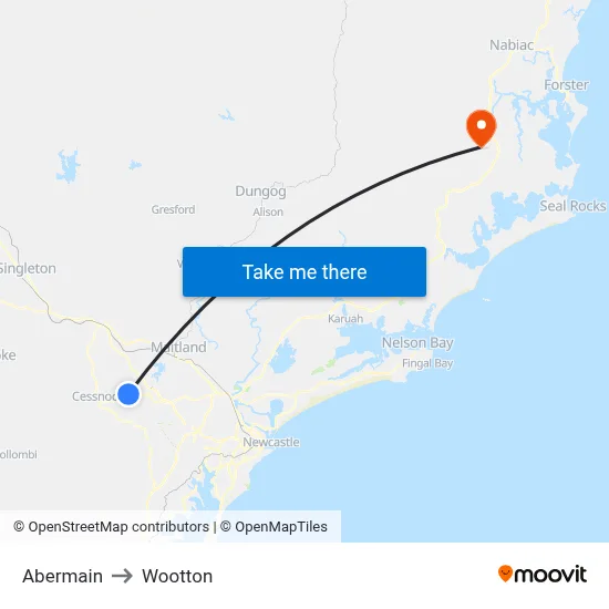 Abermain to Wootton map