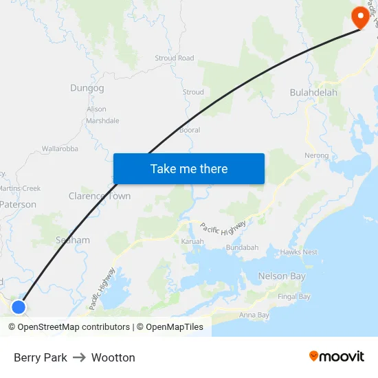 Berry Park to Wootton map