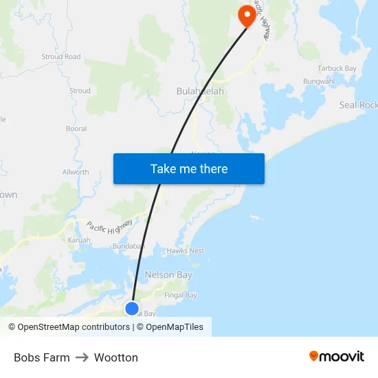 Bobs Farm to Wootton map