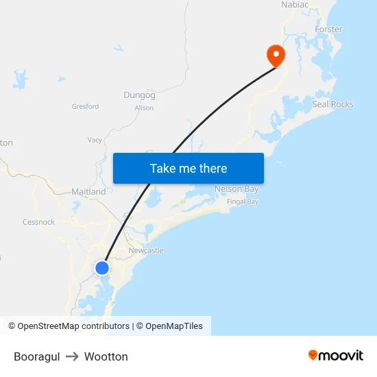 Booragul to Wootton map