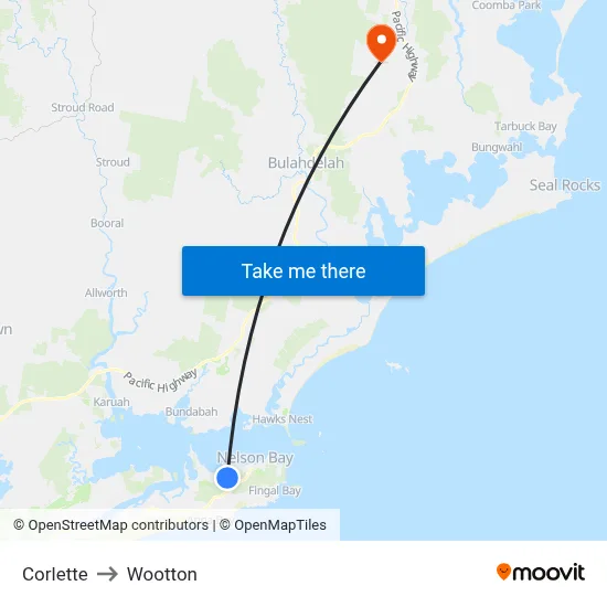 Corlette to Wootton map