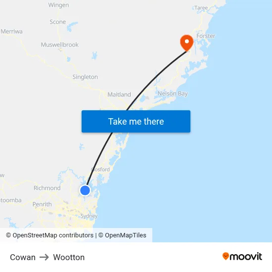 Cowan to Wootton map