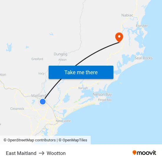 East Maitland to Wootton map