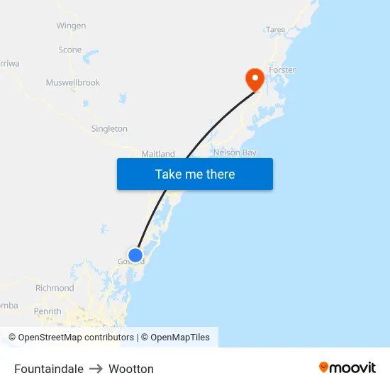 Fountaindale to Wootton map
