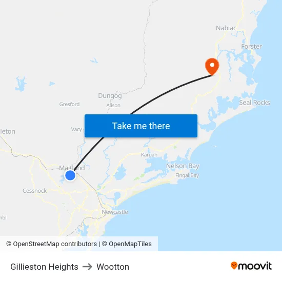 Gillieston Heights to Wootton map