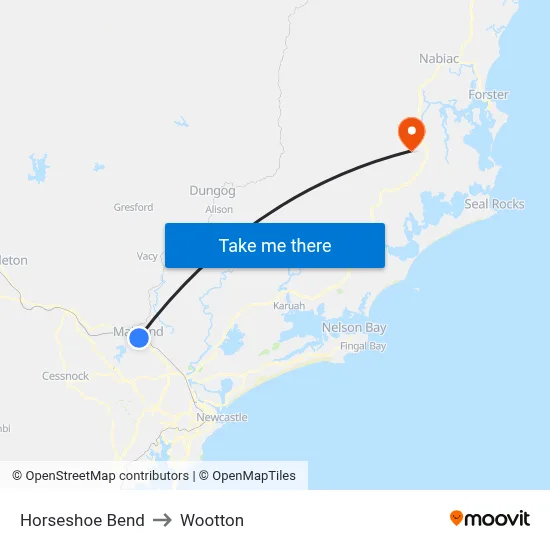Horseshoe Bend to Wootton map